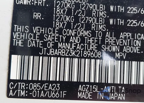 2019 Lexus Nx 300 z USA, uszkodzony, nr VIN JTJBARBZ3K2189608